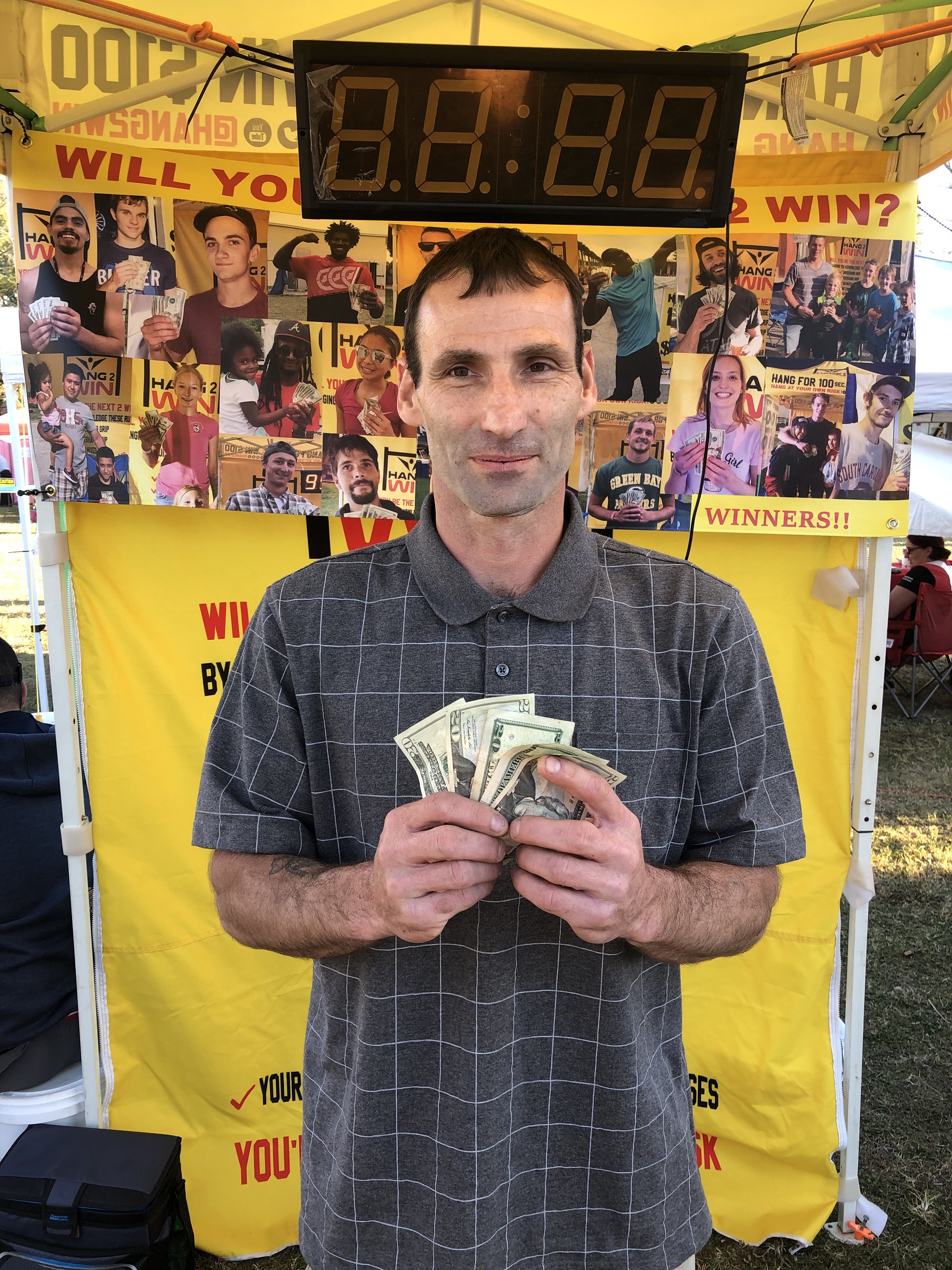 Hang Challenge participant at a Hang2Win event
